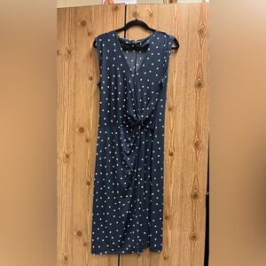 Banana Republic Navy Polka Dot Midi Dress